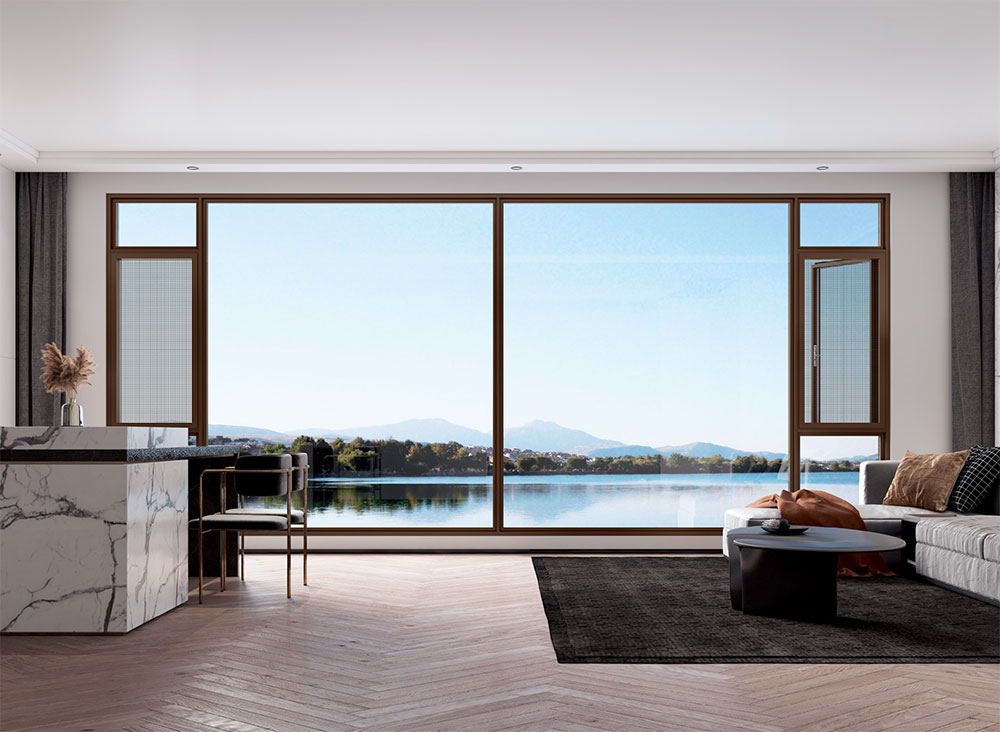 窄边断桥窗纱一体外开窗